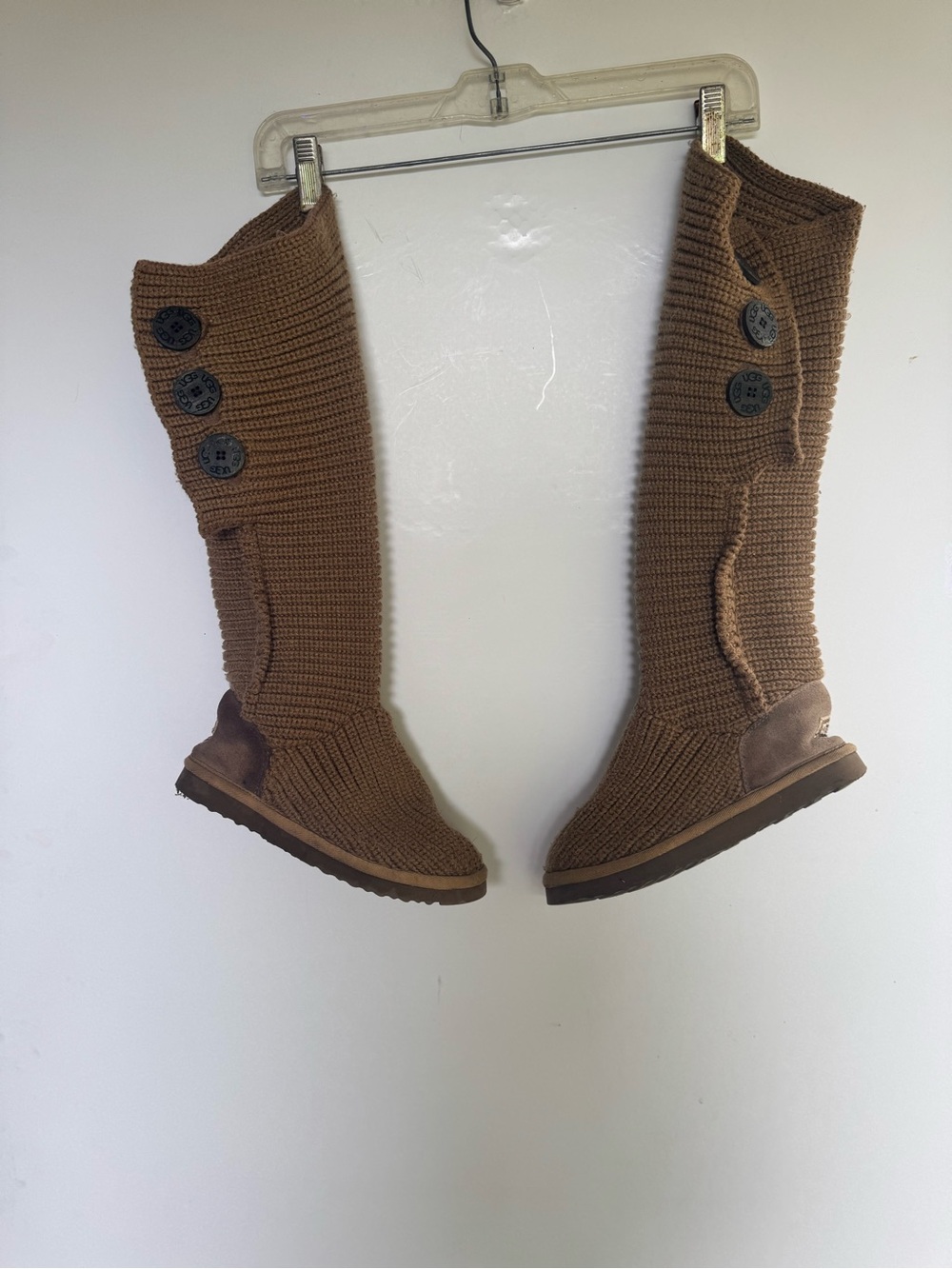 UGG Women’s Brown Knit Button-Accent Tall Boots